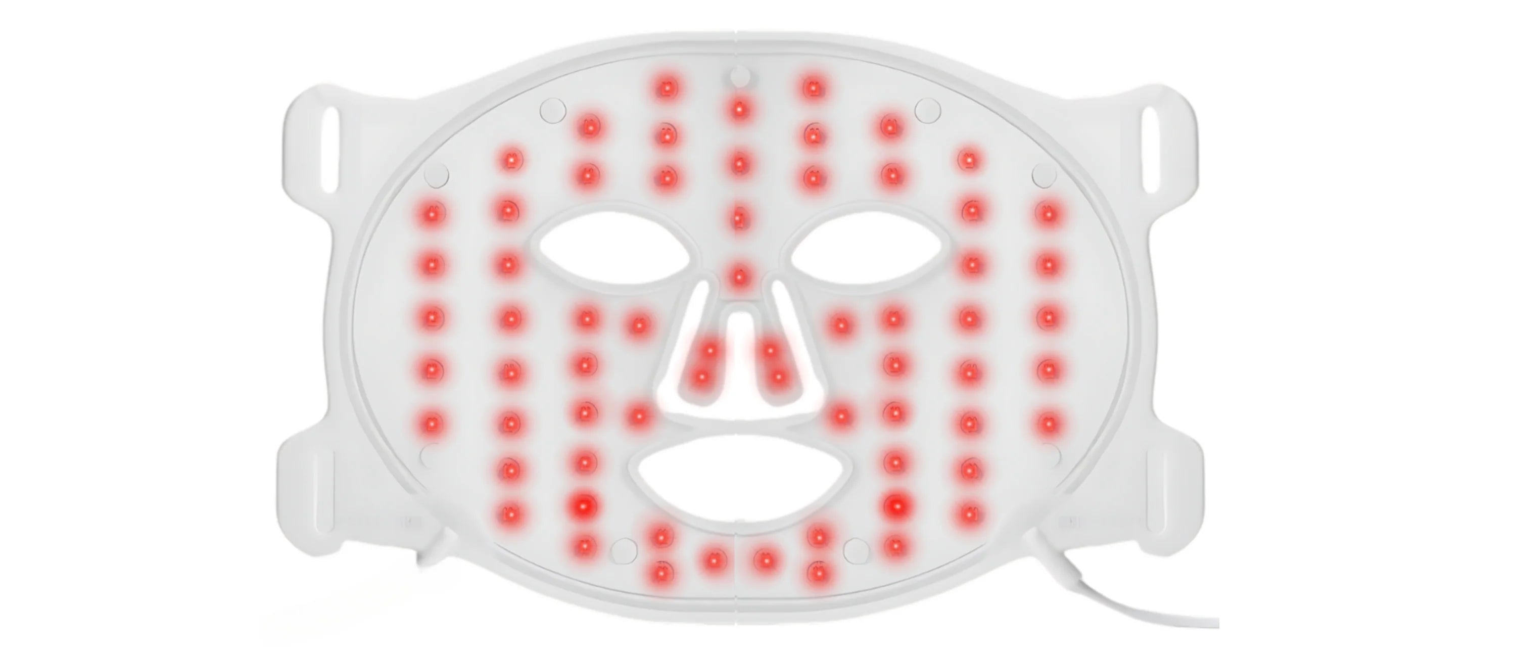 Lumara red LED face mask illuminated, front view