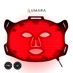 Lumara Viso LED face mask bundle on a dark background