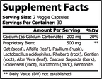 Supplement facts label for Icon Easy Flow Laxative
