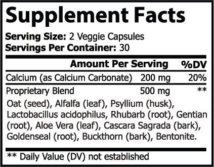 Supplement facts label for Icon Easy Flow Laxative