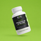 Icon Probiotic 40 Billion supplement bottle on a green background