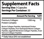 Supplement facts label for Icon Glow Premium Collagen Complex
