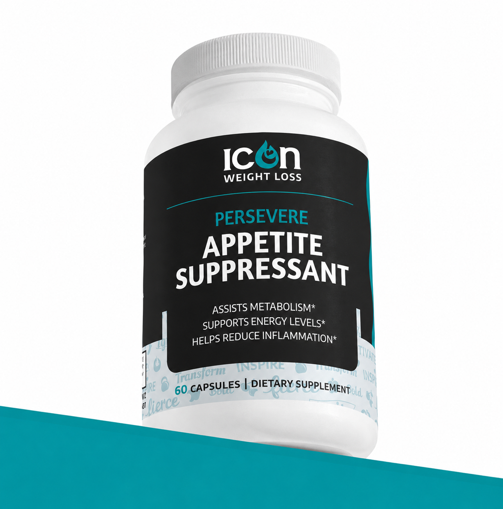 Icon Persevere Appetite Suppressant bottle on a cream background